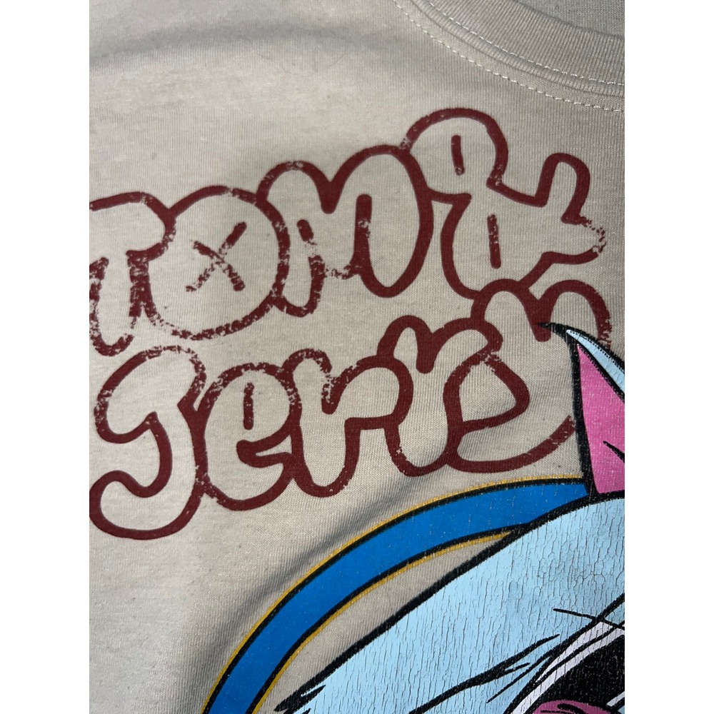 Tom and Jerry Graphic Long Sleeve Shirt Tan Graffiti Streetwear Mens Large L - Picture 5 of 8
